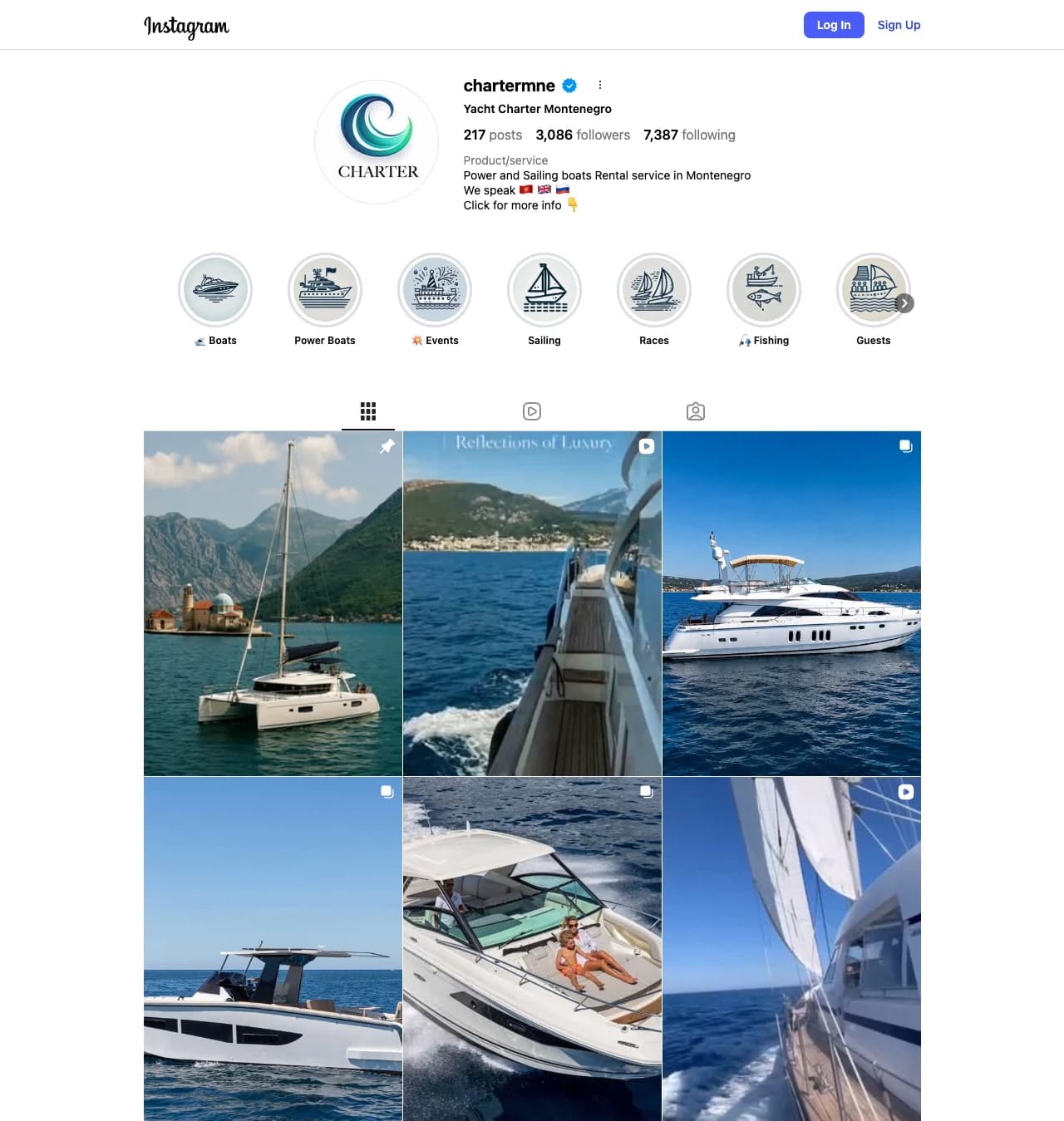 We manage the @chartermne Instagram profile and content — and run targeted ad campaigns there to reach high-intent travellers.