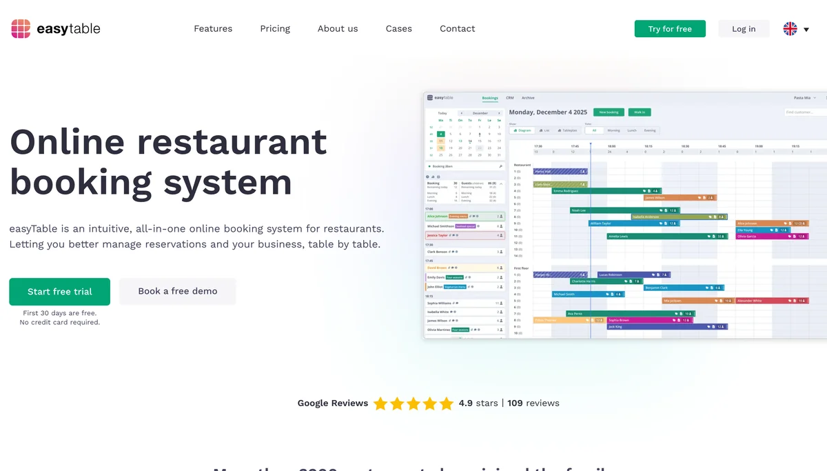 easyTable — the Balcón de la Sella restaurant booking system